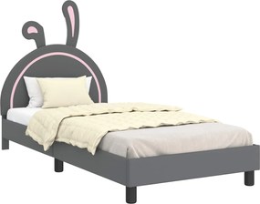 vidaXL Gyerekágy kerettel fejtámlával Világosszürke 80 x 200 cm PU