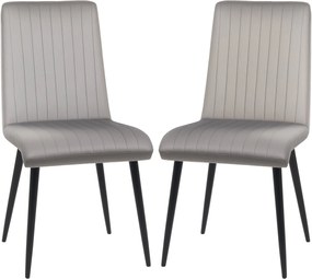 HOMCOM 2 db Kárpitozott, Velúr Hatású Szövet Étkezőszék, Konyhai Szék Acél Lábbal és Helytakarékos Kialakítással, 43x58x90 cm, Szürke és Fekete | Aoso