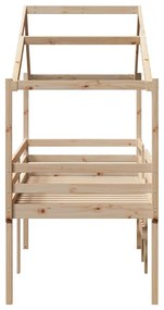 tömör fenyőfa magasított ágy tetővel 75 x 190 cm