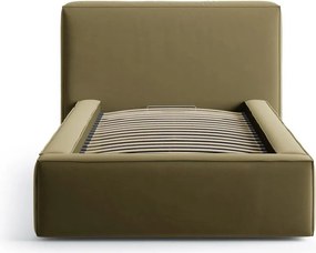 Zöld kárpitozott ágyneműtartós egyszemélyes ágy ágyráccsal 90x200 cm Jodie – Micadoni