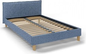 Kék kárpitozott franciaágy ágyráccsal 140x200 cm Tina – Ropez