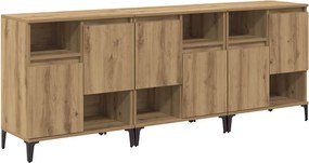 vidaXL Oldalszekrények 3 pcs Artisan tölgy 60 x 35 x 70 cm Faanyag