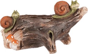 Csigák fatönkön virágtartó, magnézium