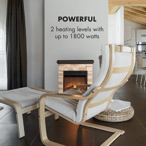 Klarstein Kaprun, elektromos kandalló, 1800 W, kő dekoráció, polystone, távirányító