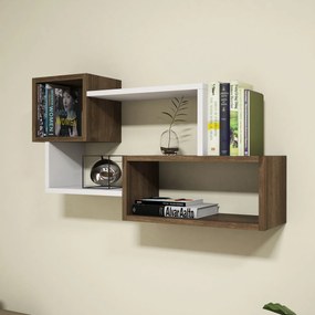 Fali polc Afro - White, Walnut