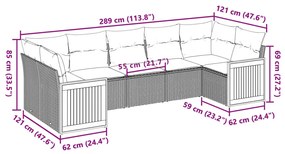 7 részes szürke polyrattan kerti ülőgarnitúra párnákkal