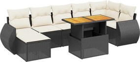 vidaXL 8 részes fekete polyrattan kerti ülőgarnitúra párnákkal