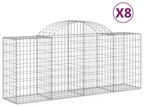 8 db íves horganyzott vas gabion kosár 200x50x80/100 cm