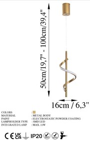 Aranyszínű LED függőlámpa ø 16 cm Likma – Opviq lights