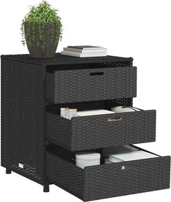 vidaXL fekete polyrattan kerti tárolószekrény 55 x 59 x 69 cm