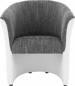 Klub fotel, fehér textilbőr / szürke szövet, CUBA