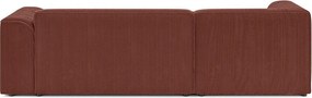 Terrakotta színű kordbársony sarokkanapé (bal oldali-heverő résszel) Merid – Ropez