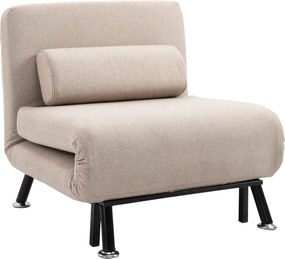 HOMCOM Kanapéágy, Összecsukható Szék Ágyfunkcióval, Hátpárnázott, Hajtogatható Fekvőszék, Állítható Támla, Max. 150 kg Teherbírás, Beige | Aosom