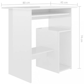 magasfényű fehér szerelt fa íróasztal 80 x 45 x 74 cm