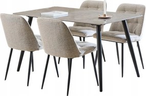 Téglalap alakú asztal kerámia asztallappal és 4 monza szövettel bevont székkel