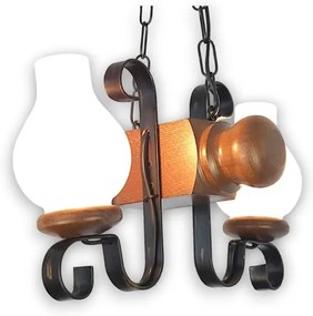 Brilagi - Csillár láncon RUSTIC 2xE14/40W/230V bükkfa/dió