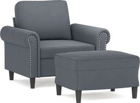 vidaXL sötétszürke bársony kanapéfotel lábtartóval 60 cm