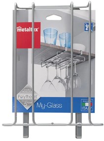 Glass polcra akasztható pohártartó 8 pohárhoz, hosszúság 20 cm - Metaltex