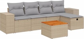 vidaXL 6 részes vegyes bézs polyrattan kerti ülőgarnitúra párnákkal