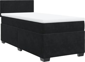 vidaXL fekete bársony rugós ágy matraccal 100 x 200 cm