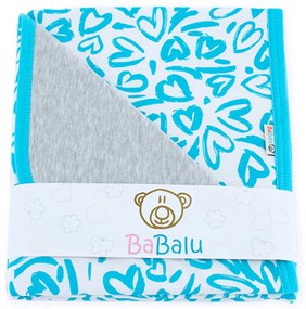 BaBalu Pamut kétoldalas takaró 80x90cm Szív - szürke / kék 80 x 80
