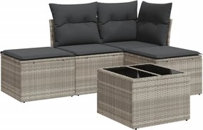 vidaXL 5 részes világosszürke polyrattan kerti ülőgarnitúra párnákkal