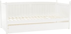 Ágy pótággyal, tűnyalábos fenyőfa, fehér, 90x200, GLAMIS