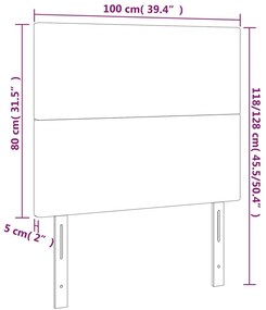 sötétkék bársony LED-es fejtámla 100x5x118/128 cm