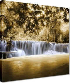 Vászonkép 30x30 Vízesés szépia színben
