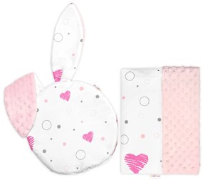 Babakocsi szett fülekkel, I love Girl, Baby Nellys, rózsaszín//fehér