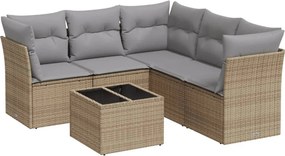 vidaXL 6 részes bézs polyrattan kerti ülőgarnitúra párnával