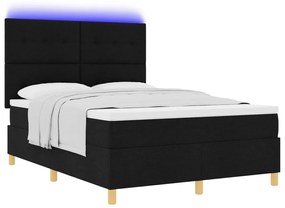 Boxspring Ágy Mattress &amp; LED Fekete 140x200 cm Szövet