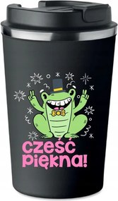 Prémium Termo Bögre fekete Szia Gyönyörű béka ajándék KT_475_cz