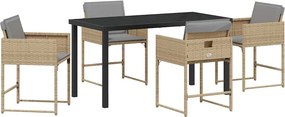 vidaXL Kert étkező szett 5 pcs Bézs polirattan