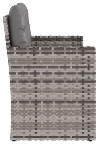 szürke polyrattan kerti pad párnákkal 105 cm