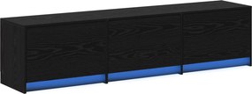 vidaXL TV szekrény leddel Fekete tölgy 165 x 34 x 40 cm Faanyag