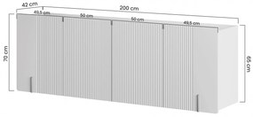 Malmi négyajtós függő komód - 200 cm - kasmír / krém bianca / fekete elemek