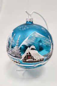 Kék matt karácsonyi gömb állványon 10 cm