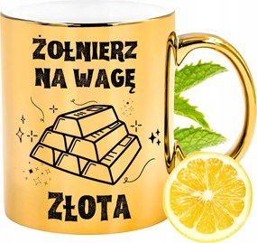 Prémium Arany Csillogó Bögre Katona Ajándék Nyomtatott Fotóval