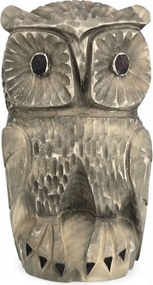 Szobor Dekoráció Fa Bagoly Festett Figura Kézzel Faragott Bagoly 17 cm