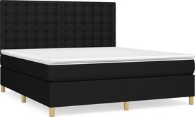 vidaXL fekete szövet rugós ágy matraccal 160x200 cm
