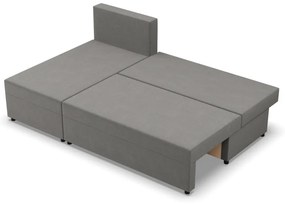 Nobu sarokkanapé, bársony, univerzális oldal, világosszürke