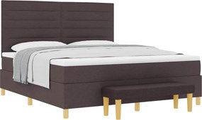 vidaXL Boxrugós ágy matracmal Sötét Barna 180 x 200 cm szövet