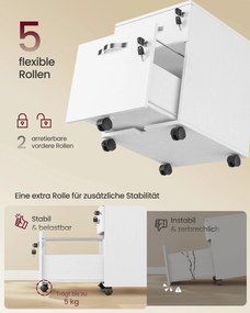 2 fiókos gurulós iratszekrény zárható irattároló, fehér