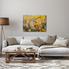 Kép - Egyszarvú virágokkal (70x50 cm)