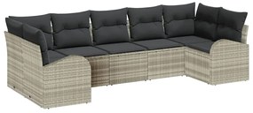 vidaXL Kerti Kanapé Szett párnával 7 pcs Világosszürke Poly Rattan