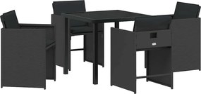 vidaXL Kert étkező szett 5 pcs Fekete polirattan