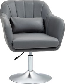 HOMCOM Karfás Fotel, Párnával, Kárpitozott Fekvőszék Fém Vázon, Mikroszálas Szövet, Magasságban Állítható Forgószék, Fekete | Aosom