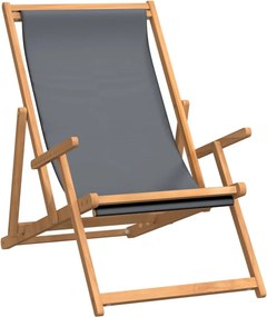 vidaXL szürke tömör tíkfa összecsukható strandszék