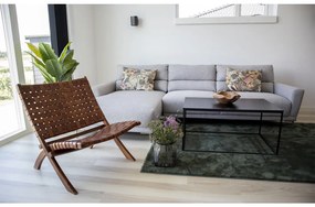 Perugia Bőrből készült összecsukható fotel, barna teak fa lábakkal